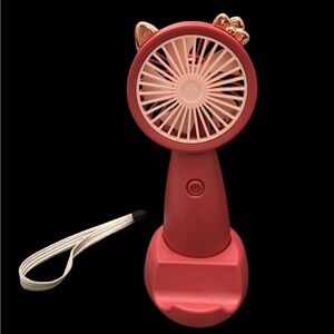 Portable Red Rechargeable Fan with Rose Gold Hello Kitty Ears